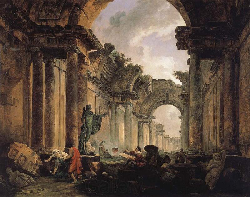 ROBERT, Hubert Imaginary View of the Grande Galerie in the Louvre in Ruins